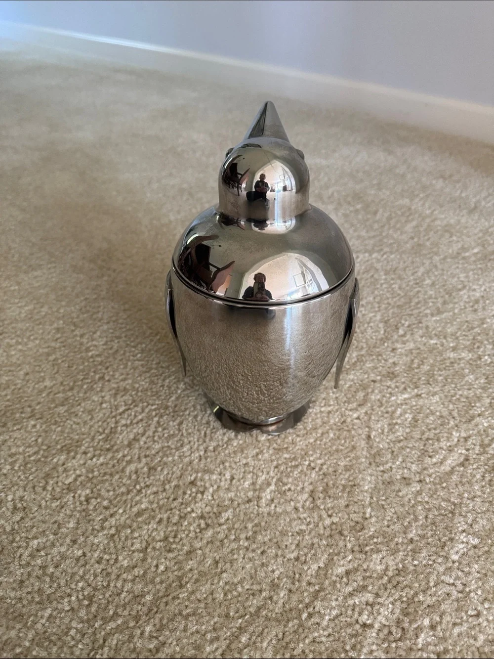 Mid Century Modern Vintage Stainless Steel Penguin Ice Bucket